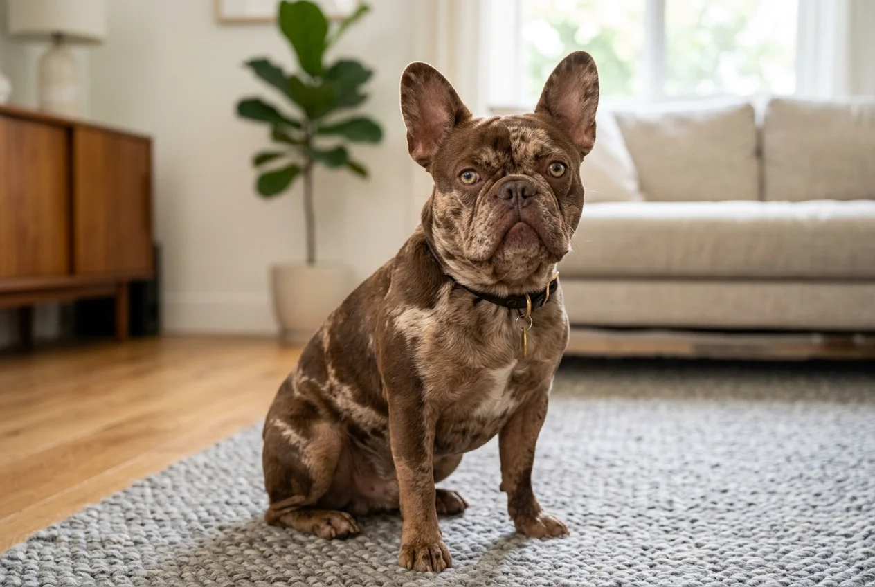 Bulldog Francés Choco Merle: Guía Completa de Características, Genética Chocolate, Cuidados y Precios en Colombia